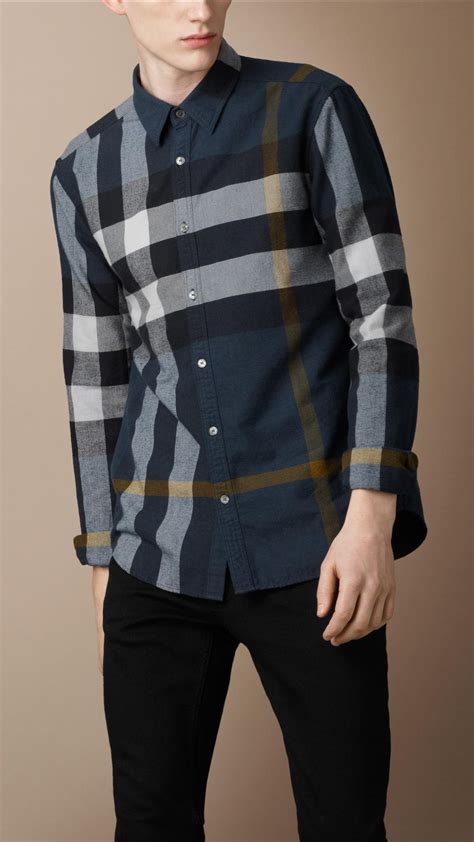 long sleeve burberry shirt men|burberry flannel shirt men's.